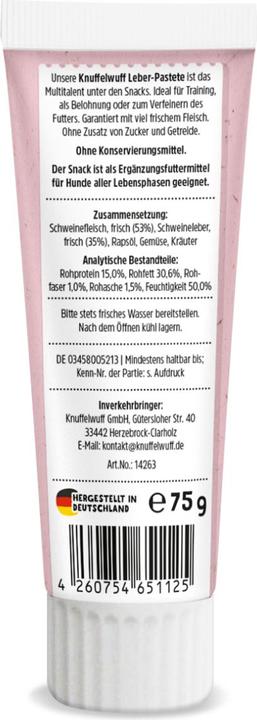 Produktbild Knuffelwuff Snack Leber-Pastete 75 g (Senior, 1 Stk., 75 g)