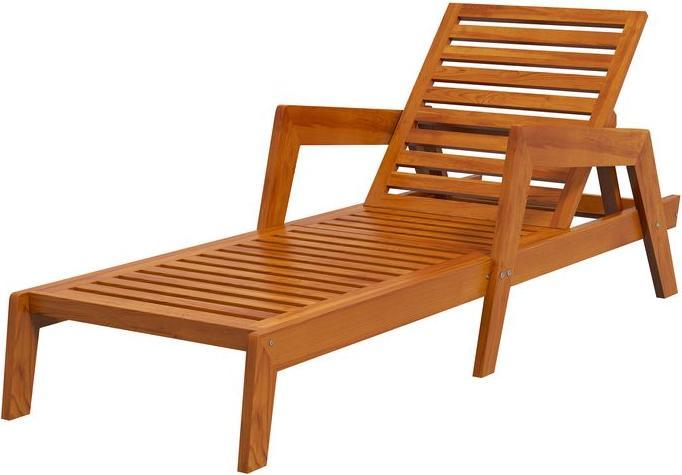 Swisshandel24 Sun lounger, wooden garden lounger, weatherproof Relax lounger, max. load 120, orange, 66x190x73.5cm (66 cm)