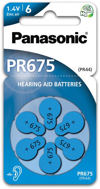 Produktbild Panasonic PR 675 Hörgerätezellen Zinc Air 6er Rad (6 Stk., PR44, 605 mAh)