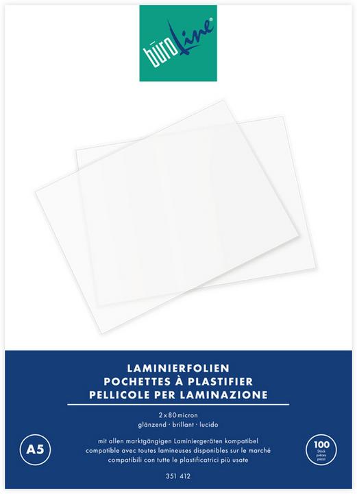 Image du produit BüroLine Films de plastification - standard (A5, 100 pièce(s), 80 µm)