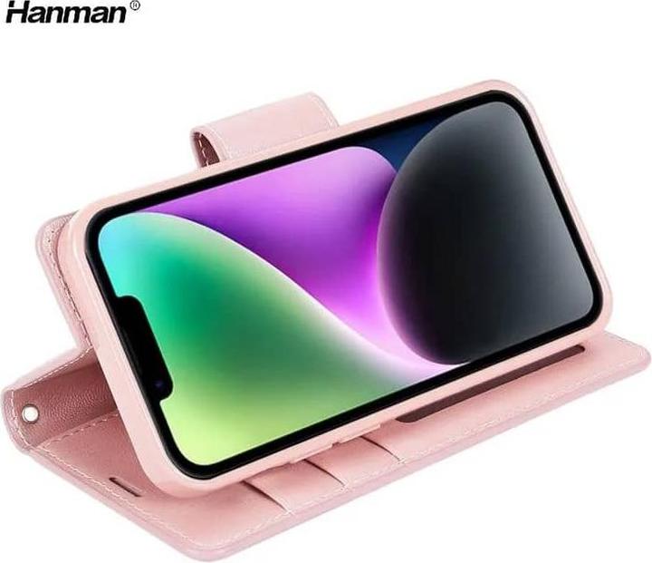 Actual product image Hanman Apple iPhone X/XS - Mill Flip Case mit 3 Kartenfächern, roségold (Apple iPhone X, Apple iPhone XS)
