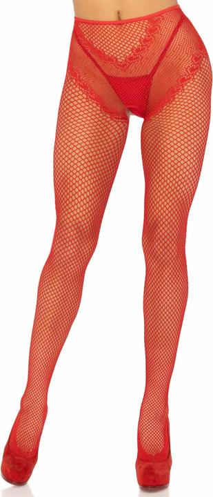 Leg Avenue Netzstrümpfe Mit Schrittfreiem Stiefel Rot (One Size)