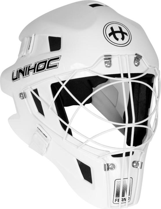 Unihoc Goalie Maske INFERNO 66 weiss (cat-eye cage)