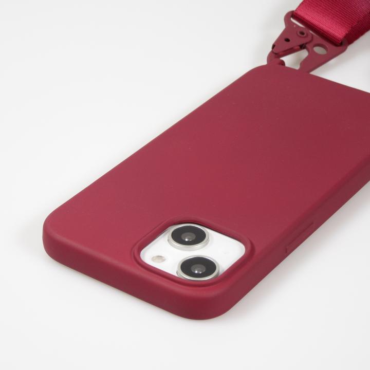 Immagine prodotto PhoneLook Cover in silicone opaco con tracolla e moschettone in metallo Burgundi (Apple iPhone 14)