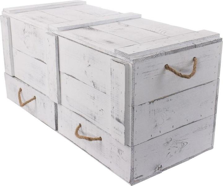 Holz Zollhaus Coffre Vintage Shabby blanc, 85 x 42 cm (42 x 85 x 12 cm, 137.51 l)