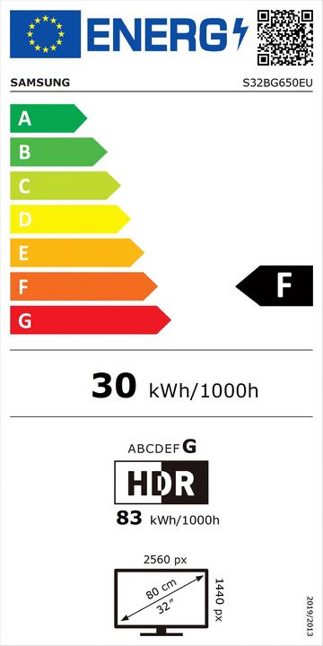 Energy Label Samsung Odyssey G6 - G65B (2560 x 1440 pixels, 32")