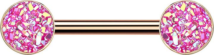 Image du produit Star Piercing Barbell rosegold mit Druse Stein pink (Acier chirurgical 316L)