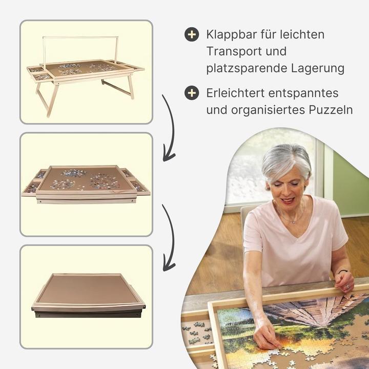 Produktbild Hermex Puzzletisch mit LED-Leiste und Auszügen