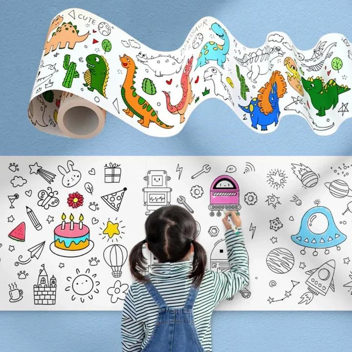 Produktbild Activity Board Kinder Zeichnung Rolle klebrige Farbe Füllung Papier Graffiti Scroll Färbung Papierrolle für Kinder