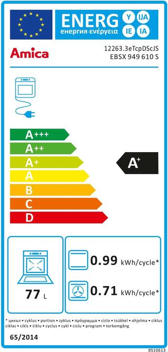 Energie-Label Amica EBSX 949 610 S Backofen A+