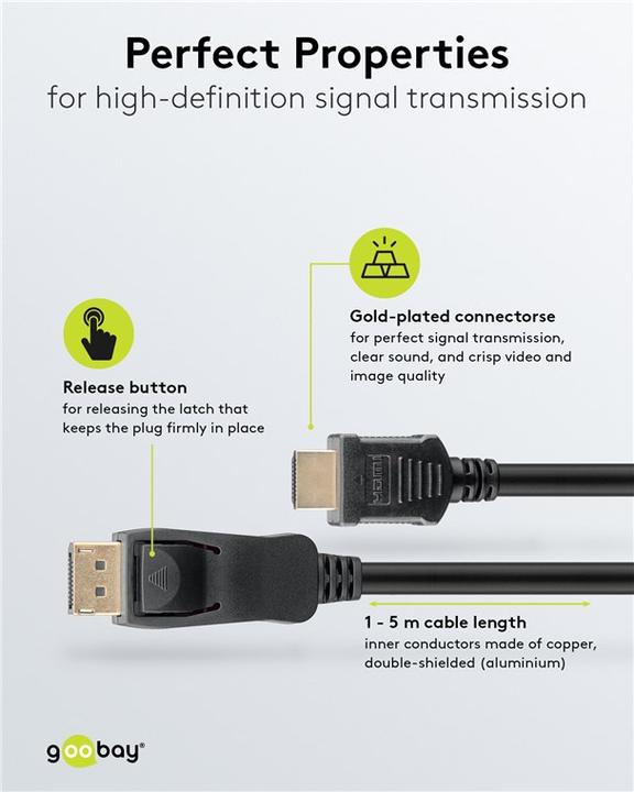 Produktbild Goobay DisplayPort – HDMI (3 m, DisplayPort, HDMI)