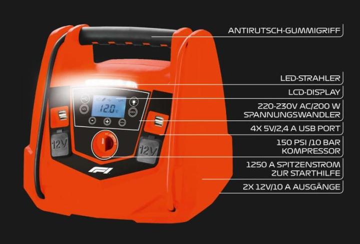 Produktbild Formula 1 Tragbare Energiestation PJ125 (1250 A, 18000 mAh)