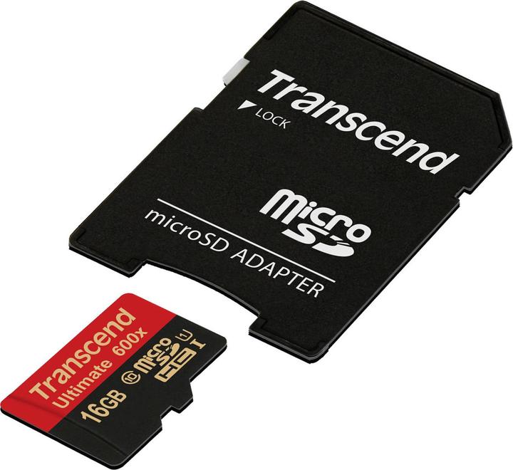 Produktbild Transcend microSDHC Ultimate 600x mit Adapter (16 GB, microSDHC, U1, UHS-I)