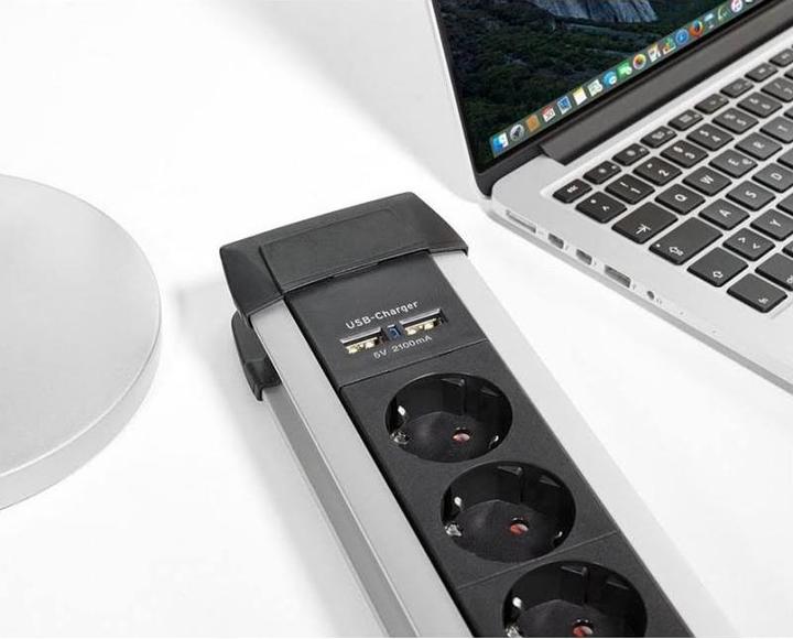 Actual product image Brennenstuhl Premium-Alu-Line (6 x, Type 13, USB-A, 3 m)
