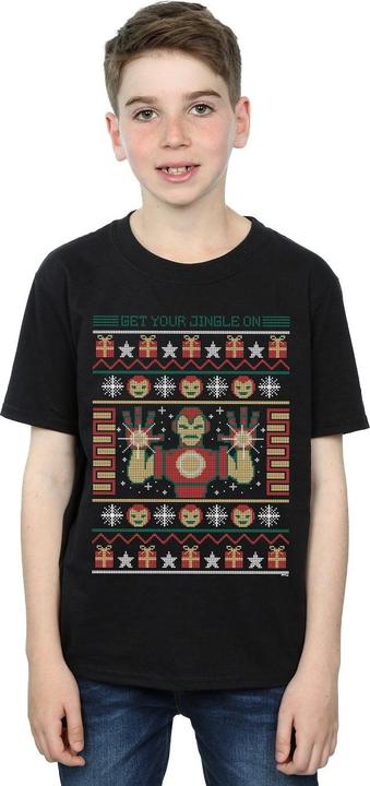 Actual product image Boys Iron Man Get Your Jingle On Fair Isle T-Shirt (104)