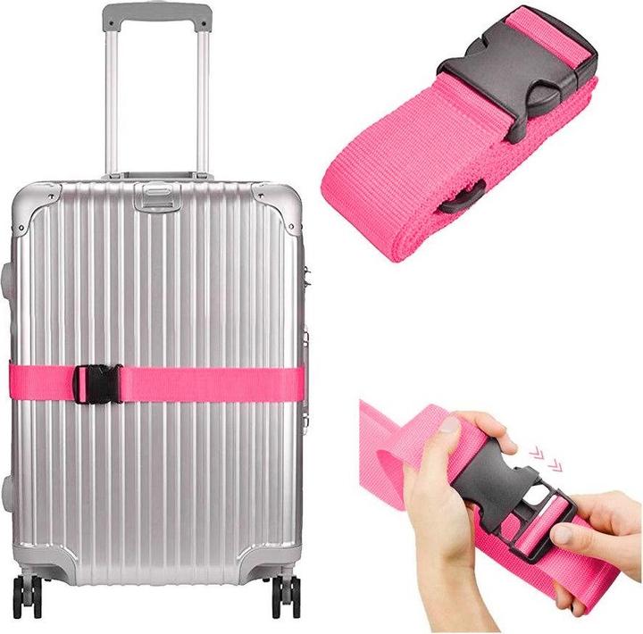 Immagine prodotto ASMI Gepäckgurt – Verstellbarer Koffergurt in Rosa, Länge 165 cm