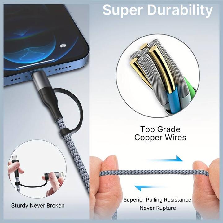 Produktbild PhoneLook Ladekabel 2 in 1 (USB-C auf USB-C + Lightning) für iPhone 15 und vorherige Modelle t (1 m)