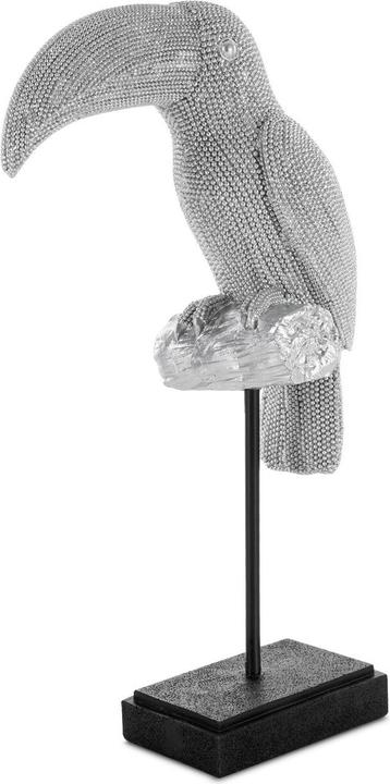 Eurofirany Tukan - ELDO Dekofigur mit feinem Strukturmuster, silber 22 x 11 x 39 cm