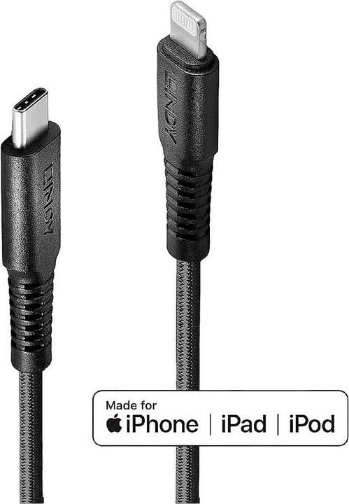 Produktbild Lindy verstärktes USB Typ C an Lightning Ladekabel (3 m, USB 2.0)
