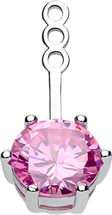 Actual product image Star Piercing Earring Ear Jacket silver with crystal pink