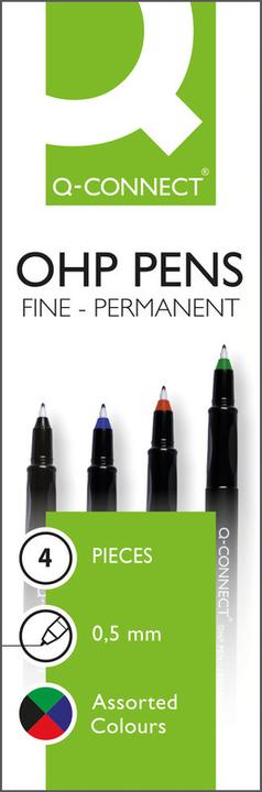 Produktbild Q-Connect OHP Marker permanent (Mehrfarbig, 0.70 mm, 4 x)