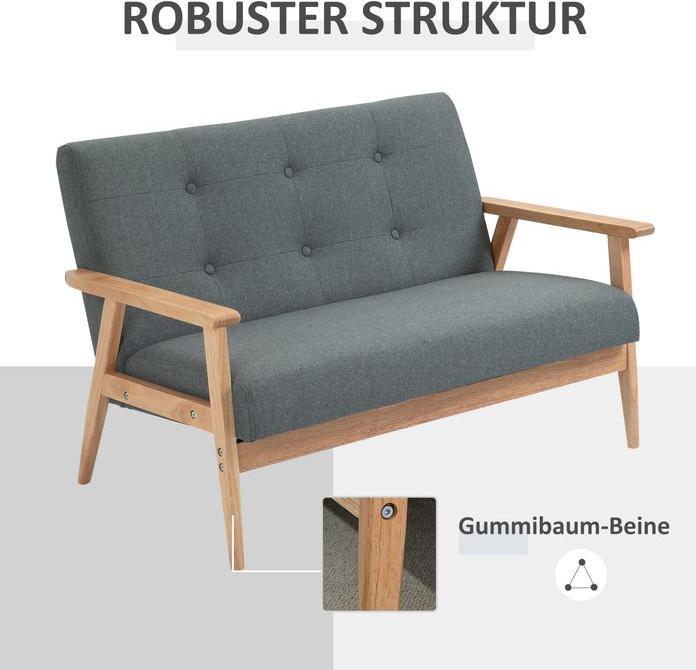 Produktbild Swisshandel24 Doppelsofa Polsterung Loveseat kompaktes Design Zweisitzer Stoffsofa 2 Sitzer Sofa Leinen Gummiholz (2-Sitzer)