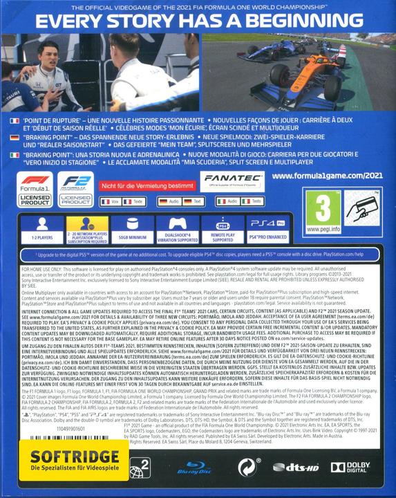 Produktbild Codemasters F1 2021 (PS4, IT, FR, DE)