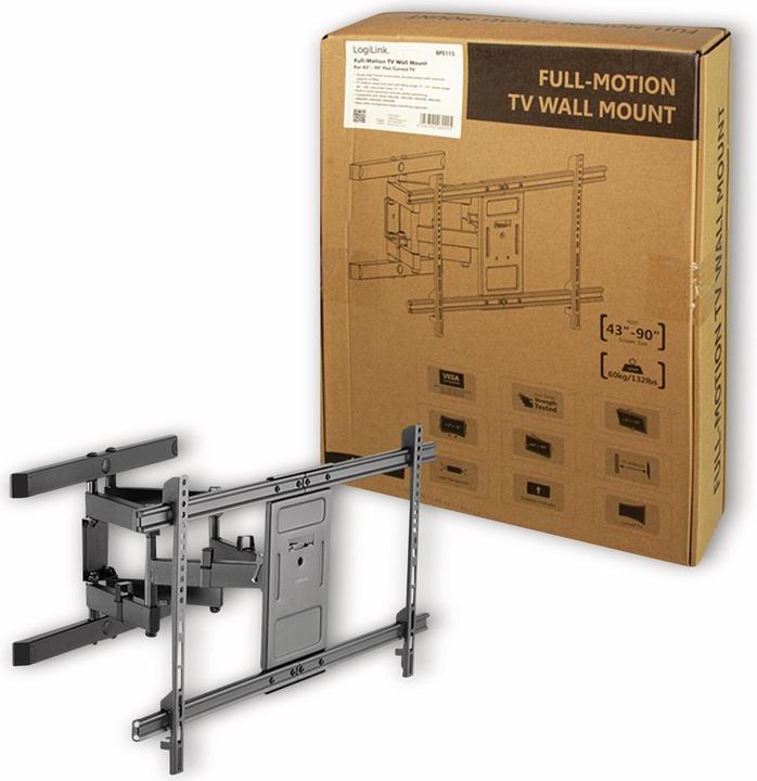 Immagine prodotto LogiLink Supporto a parete per TV, 4390", inclinabile, girevole, 60 kg max. (Muro, 90", 60 kg)