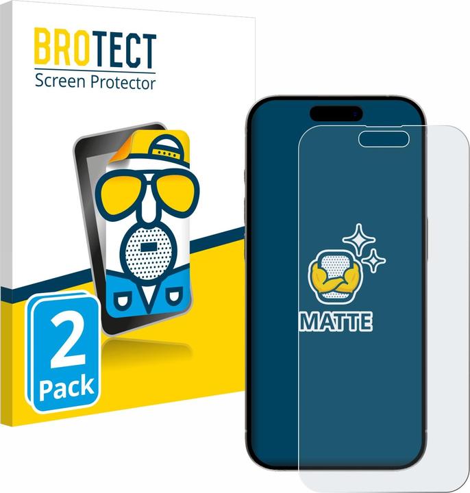 Actual product image BROTECT Anti-glare screen protector matt (2 Piece, Apple iPhone 15 Plus)