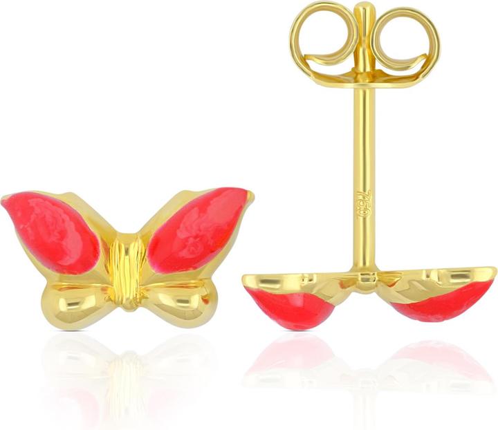 Produktbild Muau Studs butterfly yellow gold 750 red/white 10mm (750/18K Gelbgold)