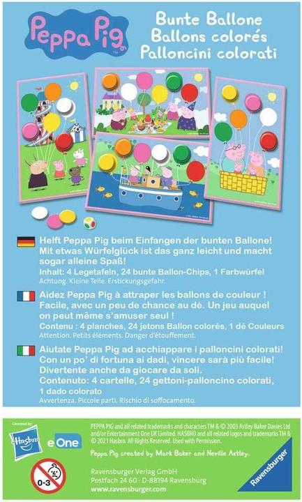 Produktbild Ravensburger Peppa Pig Bunte Ballone (Deutsch, Italienisch, Französisch, Multilingual)