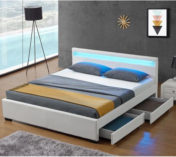 Immagine prodotto Juskys Letto imbottito Lyon con rete e illuminazione a LED (180 x 200 cm)