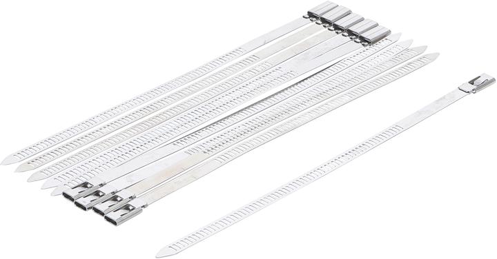 Immagine prodotto BGS Assortimento fascette per cavi acciaio inox inossidabili 7,0 x 200 mm 10 pz. (Fascette in metallo, 200 mm, 10 pz.)