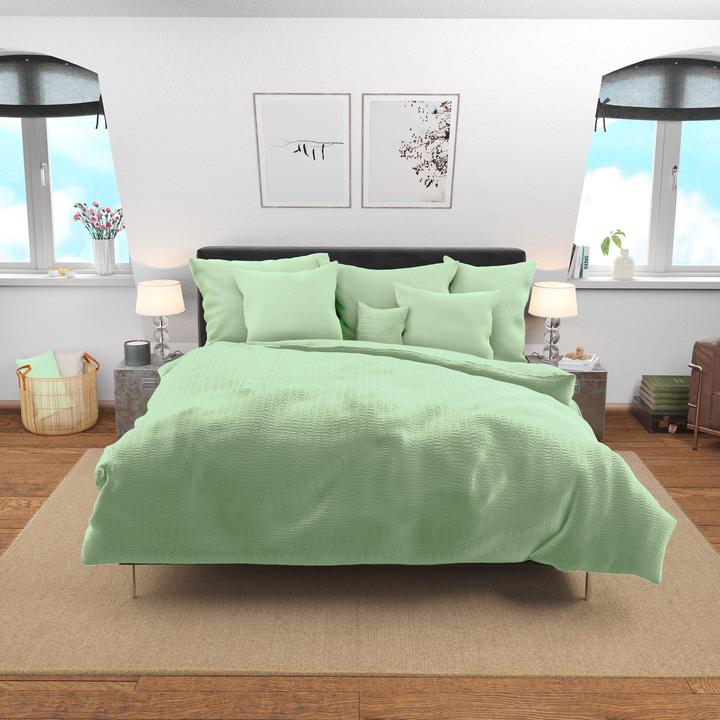 Immagine prodotto Lotus Bettwaren Biancheria da letto in raso Seersucker uni (Copricuscino, 65 x 65 cm)