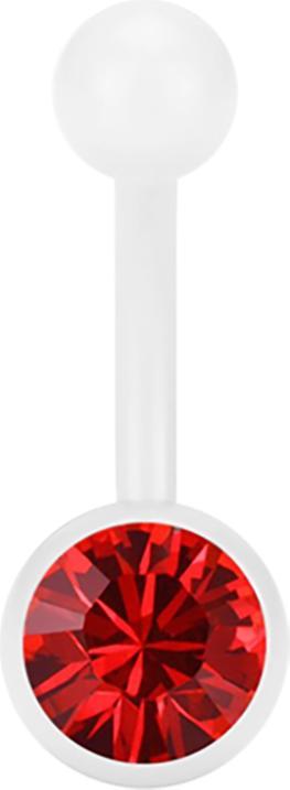 Immagine prodotto Star Piercing Banane Pure White mit Swarovski Kristallkugel rot (senza ottone, Acciaio chirurgico 316L)
