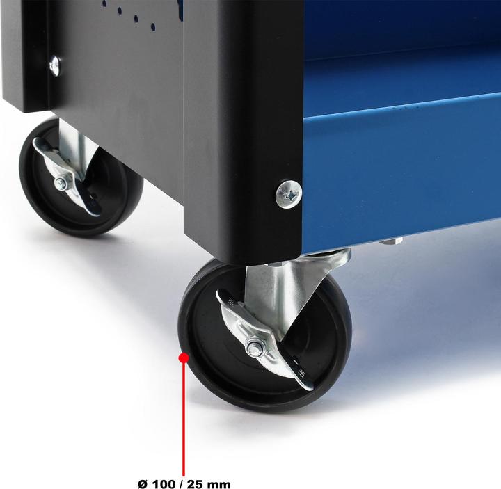 Actual product image Wiltec Workshop Tool Cart with Handle, 3 Storage Trays and Plastic Wheels (3 x)