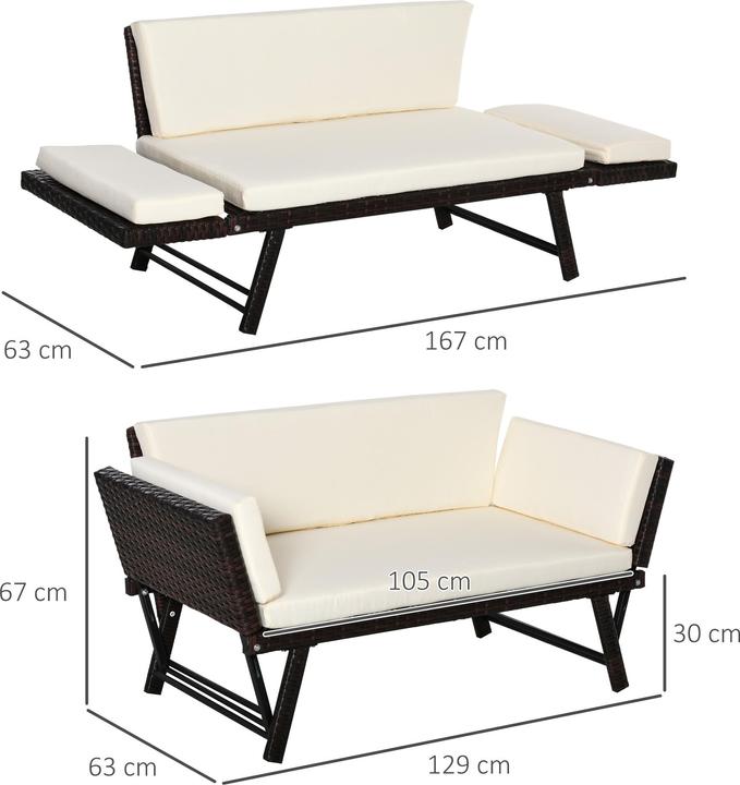 Image du produit Outsunny Canapé de jardin avec accoudoirs pliables