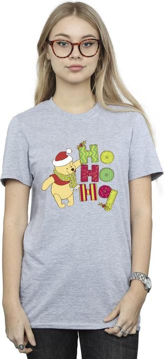 Actual product image Disney Womens/Ladies Winnie The Pooh Ho Ho Ho Scarf Cotton Boyfriend T-Shirt (L)