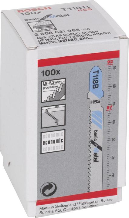 Actual product image Bosch Professional Zubehör Jigsaw blade T 118 B Basic for Metal, pack of 100