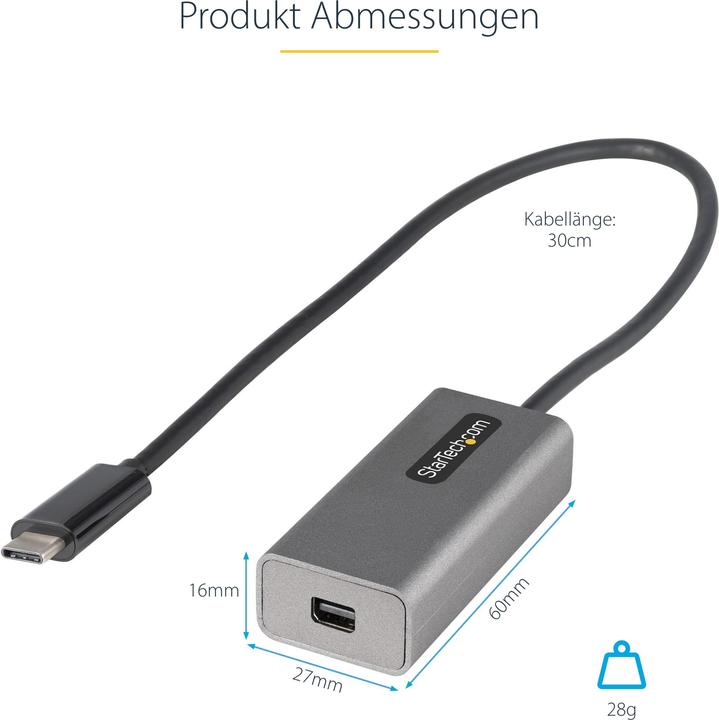 Produktbild StarTech USB C to mDP Adapter (USB Typ-C, 30.60 cm)