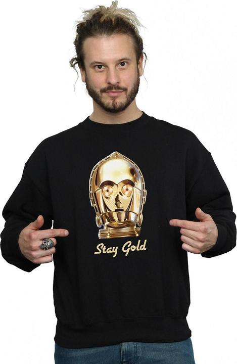 Actual product image Star Wars Mens The Rise Of Skywalker C-3PO Stay Gold Sweatshirt (L)