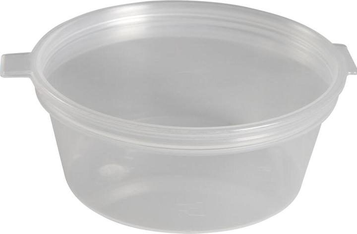 Produktbild Abena Dressing cup, Gastro, 2.5cm, Ø7cm, 60 ml, 60 ml, clear, PP, with hinged lid (100 x)
