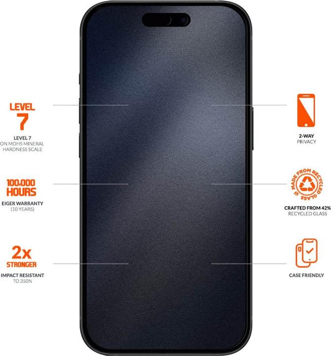 Immagine prodotto Eiger Mountain Glass Black (1 Pezzo/i, Apple iPhone 16 Pro)