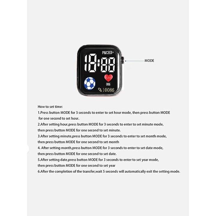 Actual product image Cbx Fashion LED digital watch with silicone strap 12-hour display Black (37 mm)