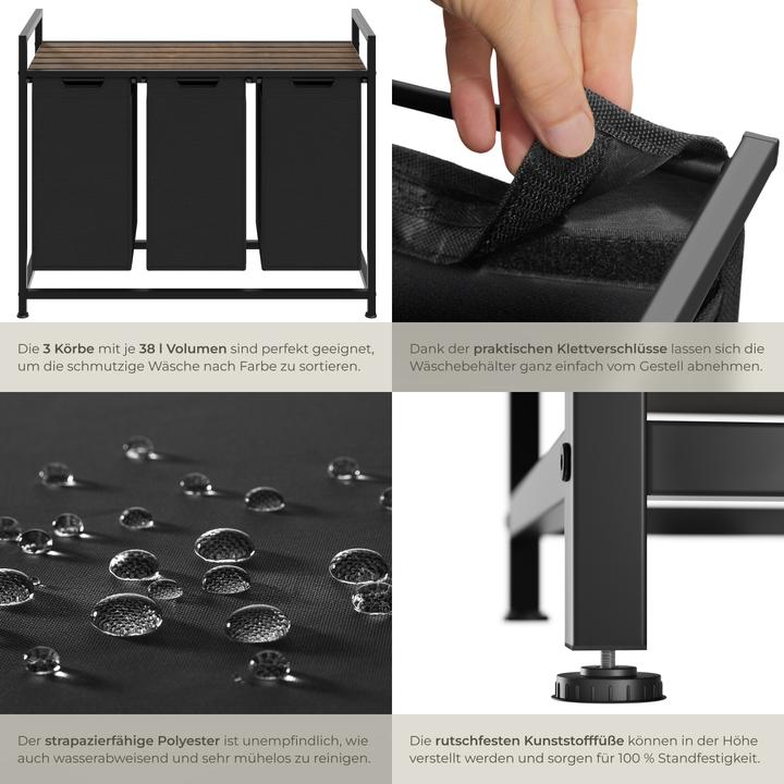 Image du produit tectake Panier à linge avec étagère, style industriel (38 l)