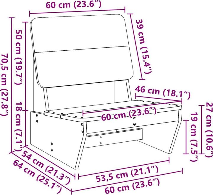 Immagine prodotto VidaXL Sedie da giardino 2 pezzi 60x64x70,5 cm in legno massiccio di abete di Douglas