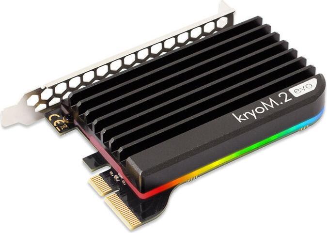 Produktbild Aqua Computer kryoM.2 RGBpx PCIe 5.0 x4 Adapter für M.2 PCIe SSD, M-Key, mit Passivkühler