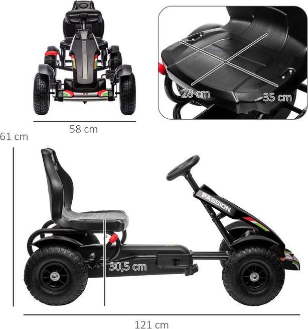 Produktbild Swisshandel24 GoKart, Tretfahrzeug, Tretauto mit Handbremsen, Kinderfahrzeug mit verstellbarem Sitz, Pedal, Kettca