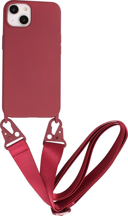 Immagine prodotto PhoneLook Cover in silicone opaco con tracolla e moschettone in metallo Burgundi (Apple iPhone 14)