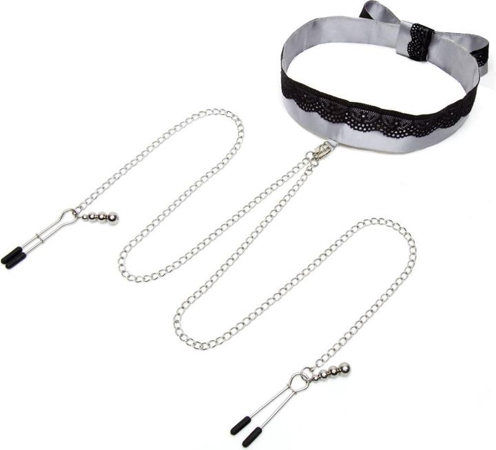 Image du produit Fifty Shades of Grey Play Nice Collier en satin et dentelle & Pinces à tétons - Noir